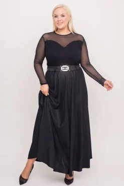 Polski Czarna Spódnica błyszcząca z paskiem INVINTO