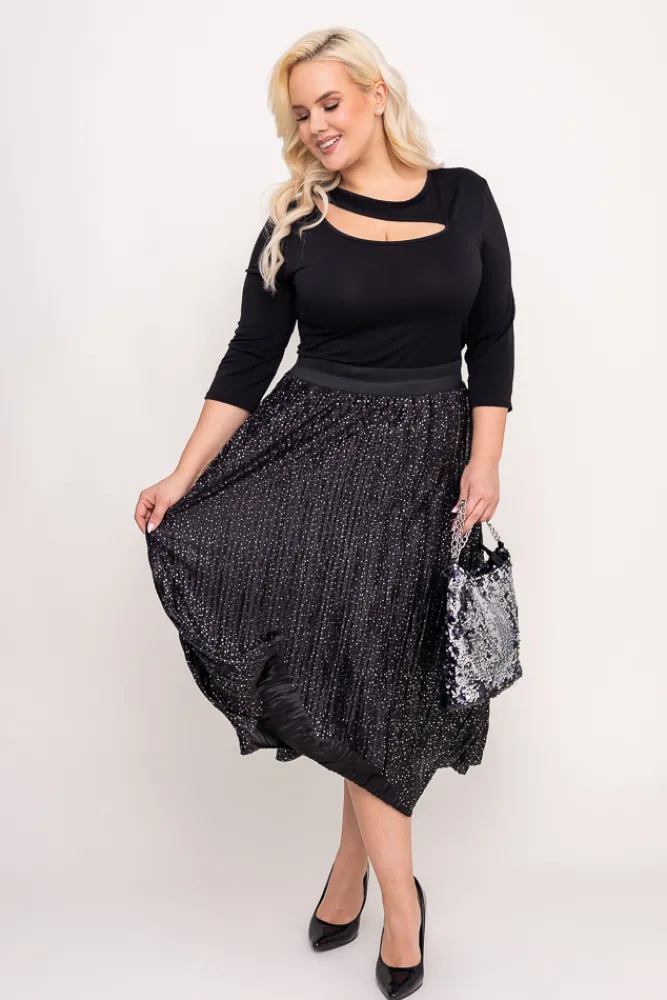 Włoski Czarna Spódnica plisowana TAVA