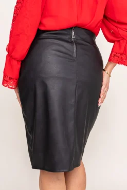 Polski Czarna Spódnica skórzana TRUVI