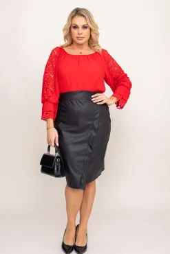 Polski Czarna Spódnica skórzana TRUVI