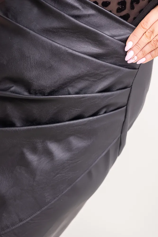 Polski Czarna Spódnica z marszczeniem KABI Wzór 2