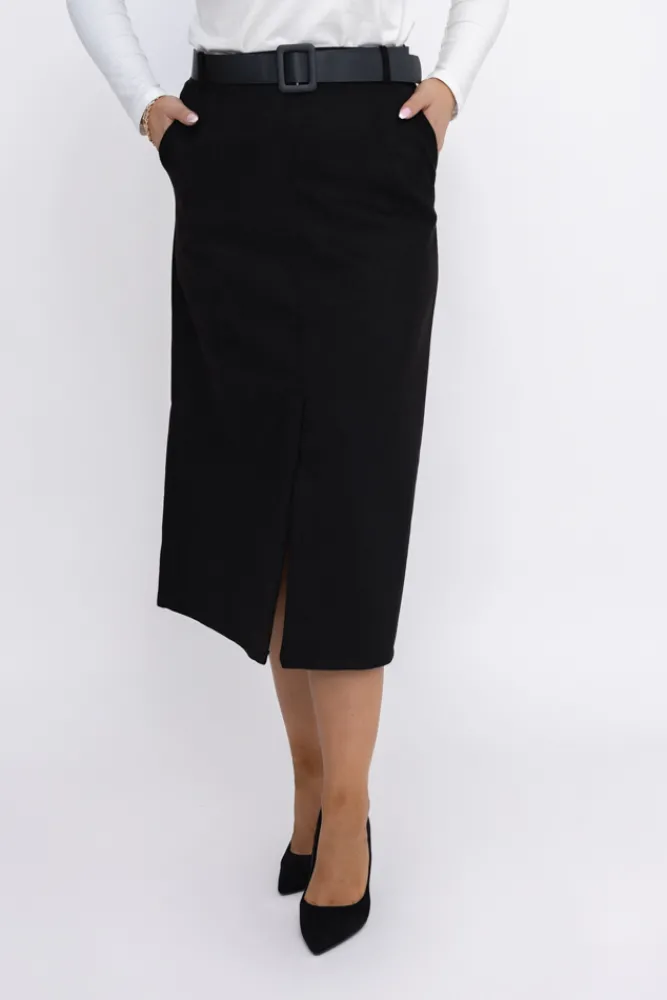 Włoski Czarna Spódnica zamszowa YEMENI