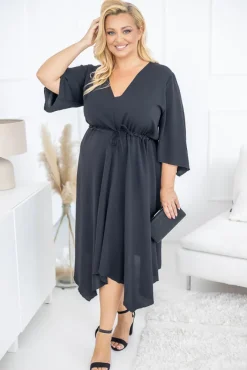 Polski Czarna Sukienka asymetryczna DARLIN