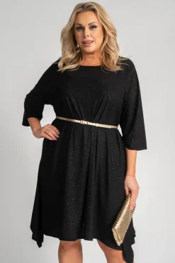 Polski Czarna Sukienka asymetryczna ASTI