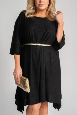 Polski Czarna Sukienka asymetryczna ASTI
