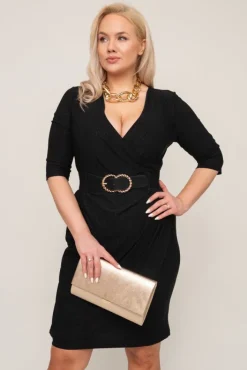Polski Czarna Sukienka brokatowa BRILIA