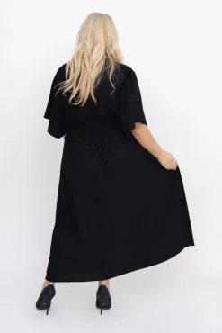 Polski Czarna Sukienka brokatowa z marszczeniem SILVINO