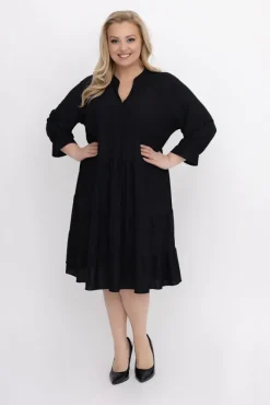 Polski Czarna Sukienka brokatowa KLENI