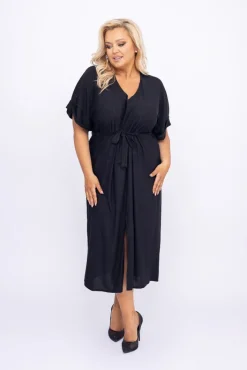 Polski Czarna Sukienka brokatowa MONSORI