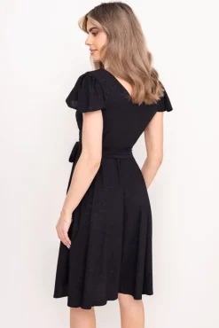 Polski Czarna Sukienka brokatowa GENVELI