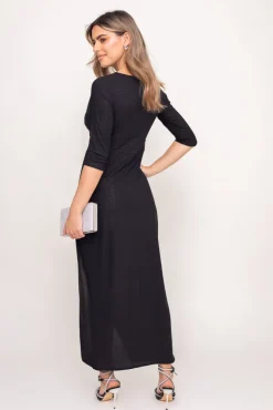 Polski Czarna Sukienka brokatowa GULIEN