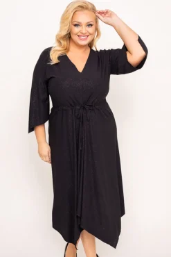 Polski Czarna Sukienka brokatowa KENZI