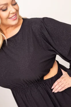 Polski Czarna Sukienka brokatowa ELEKTI