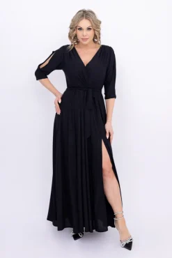 Polski Czarna Sukienka brokatowa LESEMINA