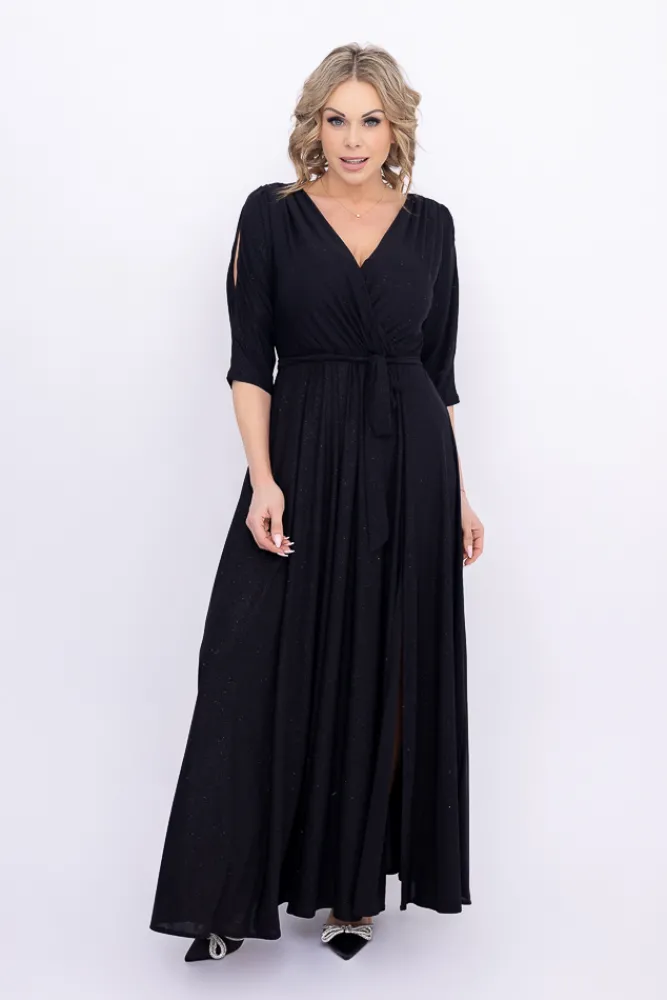 Polski Czarna Sukienka brokatowa LESEMINA