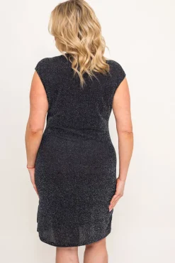 Polski Czarna Sukienka błyszcząca VENGA