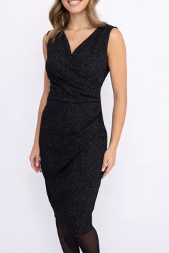 Włoski Czarna Sukienka błyszcząca FEMENI