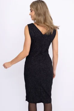 Włoski Czarna Sukienka błyszcząca FEMENI