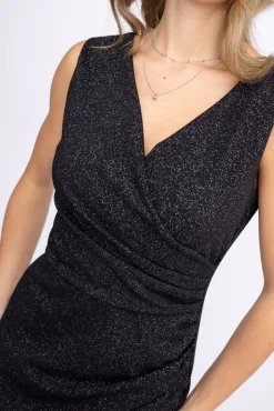 Włoski Czarna Sukienka błyszcząca FEMENI