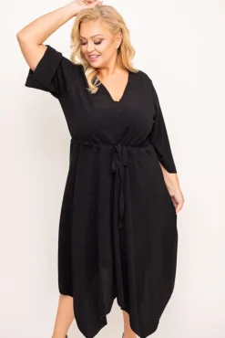 Polski Czarna Sukienka błyszcząca REZIO