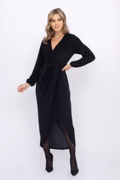 Włoski Czarna Sukienka błyszcząca QUANTIAMO