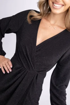 Włoski Czarna Sukienka błyszcząca QUANTIAMO