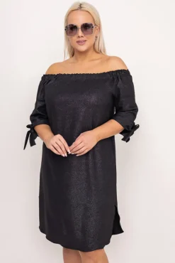 Polski Czarna Sukienka błyszcząca VALENCIA