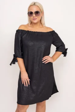 Polski Czarna Sukienka błyszcząca VALENCIA