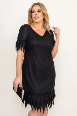 Polski Czarna Sukienka błyszcząca INFLUENCER