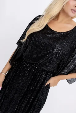 Włoski Czarna Sukienka cekinowa RETERIO