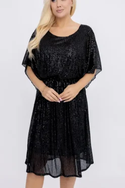 Włoski Czarna Sukienka cekinowa RETERIO