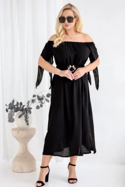 Polski Czarna Sukienka DERTUZI