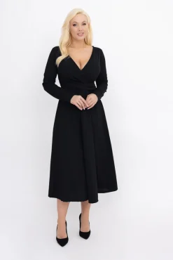 Włoski Czarna Sukienka FEZANTI