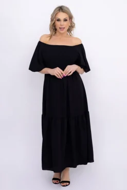 Włoski Czarna Sukienka FINURI