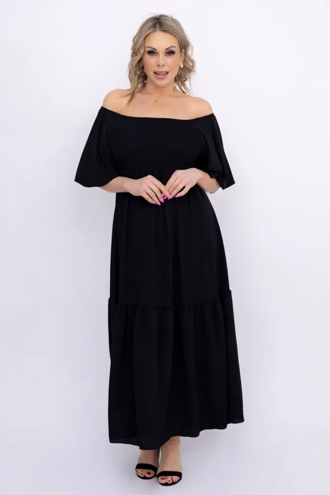 Włoski Czarna Sukienka FINURI