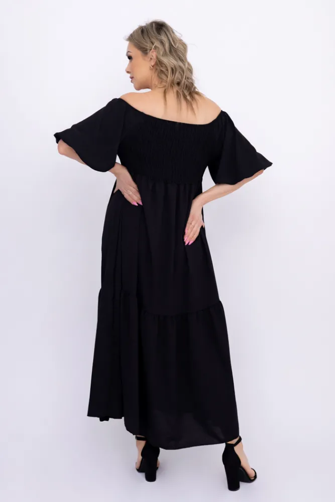 Włoski Czarna Sukienka FINURI