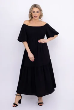 Włoski Czarna Sukienka FINURI
