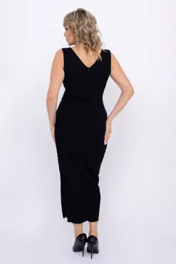 Włoski Czarna Sukienka kopertowa SERMINA