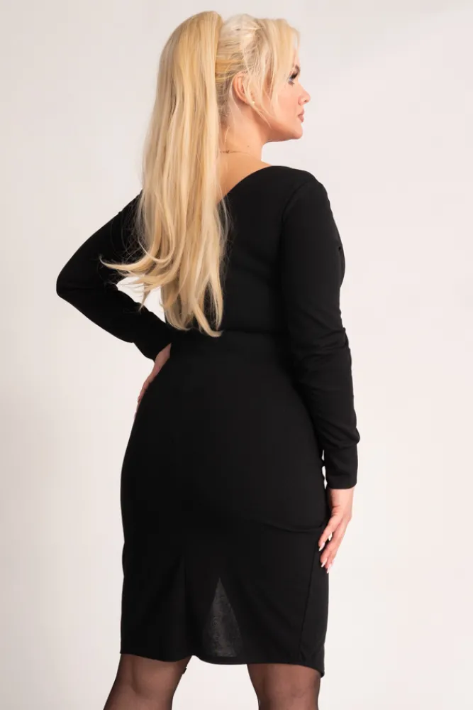 Włoski Czarna Sukienka kopertowa CASY