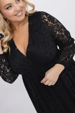 Włoski Czarna Sukienka koronkowa VERIENA