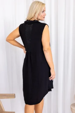 Włoski Czarna Sukienka koszulowa YUVENTI