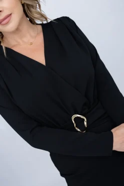 Włoski Czarna Sukienka LITURI