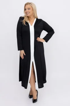 Włoski Czarna Sukienka prążkowana MAYORDI