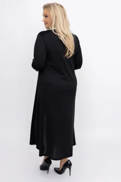 Włoski Czarna Sukienka prążkowana MAYORDI