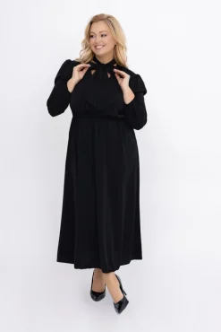 Włoski Czarna Sukienka satynowa ELZI