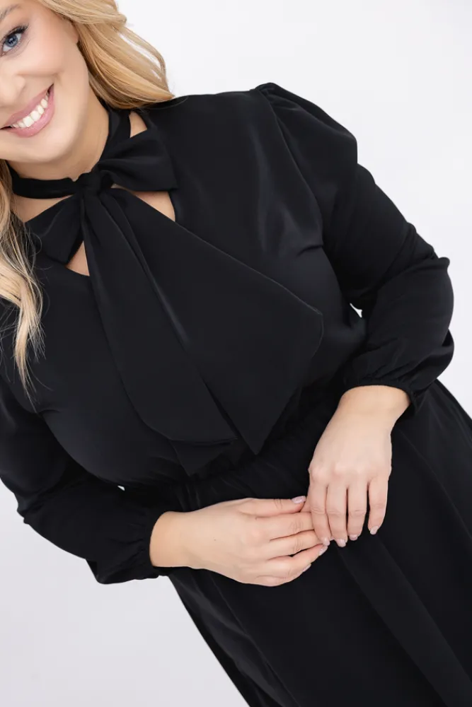 Włoski Czarna Sukienka satynowa ELZI