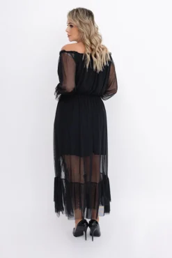 Włoski Czarna Sukienka siateczkowa RAGIA