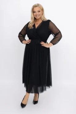 Włoski Czarna Sukienka siateczkowa MANTARI