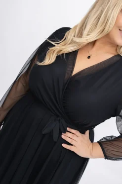 Włoski Czarna Sukienka siateczkowa MANTARI