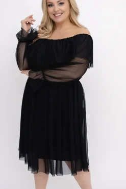 Włoski Czarna Sukienka siateczkowa TELZI